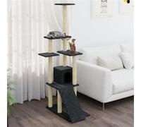 vidaXL Arbre à chat avec griffoirs en sisal Gris foncé 155 cm Gris G