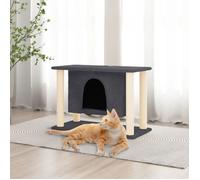 vidaXL Arbre à chat avec griffoirs en sisal Gris foncé 50 cm 171659