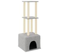 vidaXL Arbre à Chat avec Griffoirs en Sisal, Tour à Chat avec Plate-Forme, Centre d'Activités pour Chaton, Arbre à Grimper Maison Intérieur, Gris Clair 133,5 cm