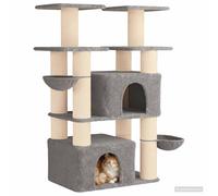 vidaXL Arbre à Chat avec poteaux à griffer en sisal 2 pc Gris Clair, Amusez Votre Chat avec cet Arbre à Plusieurs Niveaux, Espace de Jeu, mobilier félin, Centre d'activité