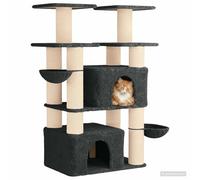 vidaXL Arbre à Chat avec poteaux à griffer en sisal 2 pc Gris foncé, Amusez Votre Chat avec cet Arbre à Plusieurs Niveaux, Espace de Jeu, mobilier félin, Centre d'activité