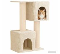 vidaXL Arbre à Chat avec poteaux à griffer en sisal Crème 114 cm, Arbre à Chat pour Salon, Coin de Chats, Aire de Jeux intérieure, grimpeur Multi-Niveaux, grattoir sisal