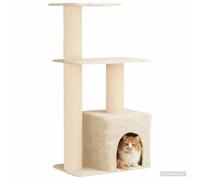 vidaXL Arbre à Chat avec poteaux à griffer en sisal Crème 133 cm, Arbre à Chat pour Le Salon, la Chambre, mobilier Animal, Tour pour Chat, grattoir, condo intérieur