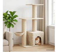 vidaXL Arbre à chat avec poteaux à griffer en sisal Crème 133 cm 42033063