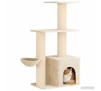 vidaXL Arbre à Chat avec poteaux à griffer en sisal Crème 133 cm, Arbre à Chat intérieur, Tour Multi-Niveaux, Structure d'escalade, Centre d'activités pour félin