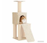 vidaXL Arbre à Chat avec poteaux à griffer en sisal Crème 146 cm, Arbre à Chat pour Salon, Chambre, Meuble intérieur, Structure à Plusieurs Niveaux, Parc d'aventure félin