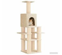 vidaXL Arbre à Chat avec poteaux à griffer en sisal Crème 180 cm, Arbre à Chat Multi-Niveaux, Meuble d'intérieur, Centre d'activités Moderne, condo avec Plate-Forme de Jeu