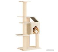 vidaXL Arbre à Chat avec poteaux à griffer en sisal Crème 183 cm