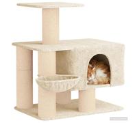 vidaXL Arbre à Chat avec poteaux à griffer en sisal Crème 96 cm, Maison pour Chats d'intérieur, Aire de Jeux pour Animaux, Arbre à Plusieurs Niveaux, grattage Amusant
