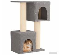 vidaXL Arbre à Chat avec poteaux à griffer en sisal Gris Clair 114 cm, Arbre à Chat pour Salon, Coin de Chats, Aire de Jeux intérieure, grimpeur Multi-Niveaux, grattoir sisal