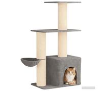 vidaXL Arbre à Chat avec poteaux à griffer en sisal Gris Clair 133 cm