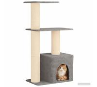 vidaXL Arbre à Chat avec poteaux à griffer en sisal Gris Clair 133 cm