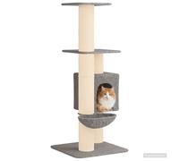 vidaXL Arbre à Chat avec poteaux à griffer en sisal Gris Clair 137 cm, Structure Grimpante pour Chats, Arbre à Chats Multi-Niveaux, Terrain de Jeu pour Animaux, Fun