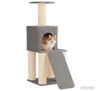 vidaXL Arbre à Chat avec poteaux à griffer en sisal Gris Clair 146 cm, Arbre à Chat pour Salon, Chambre, Meuble intérieur, Structure à Plusieurs Niveaux, Parc d'aventure félin