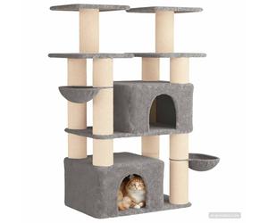vidaXL Arbre à Chat avec poteaux à griffer en sisal Gris Clair 147 cm