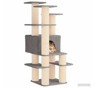vidaXL Arbre à Chat avec poteaux à griffer en sisal Gris Clair 161 cm