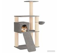 vidaXL Arbre à Chat avec poteaux à griffer en sisal Gris Clair 173 cm, Arbre à Chat pour Salon, condo en Peluche, Structure grimpe, Tour Multi-Niveaux, Jeu interactif pour félins