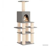 vidaXL Arbre à Chat avec poteaux à griffer en sisal Gris Clair 180 cm, Arbre à Chat Multi-Niveaux, Meuble d'intérieur, Centre d'activités Moderne, condo avec Plate-Forme de Jeu