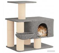 vidaXL Arbre à chat avec griffoir en sisal gris clair 96 cm - Maison pour chat d'intérieur - Angle de jeu pour animaux de compagnie - Tour d'escalade multicouche - Possibilités de grattage