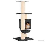 vidaXL Arbre à Chat avec poteaux à griffer en sisal Gris foncé 137 cm, Structure Grimpante pour Chats, Arbre à Chats Multi-Niveaux, Terrain de Jeu pour Animaux, Fun