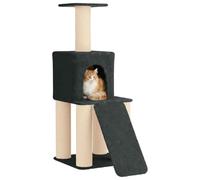 vidaXL Arbre à Chat avec poteaux à griffer en sisal Gris foncé 146 cm, Arbre à Chat pour Salon, Chambre, Meuble intérieur, Structure à Plusieurs Niveaux, Parc d'aventure félin