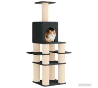 vidaXL Arbre à Chat avec poteaux à griffer en sisal Gris foncé 180 cm, Arbre à Chat Multi-Niveaux, Meuble d'intérieur, Centre d'activités Moderne, condo avec Plate-Forme de Jeu
