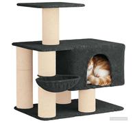 vidaXL Arbre à Chat avec poteaux à griffer en sisal Gris foncé 96 cm, Maison pour Chats d'intérieur, Aire de Jeux pour Animaux, Arbre à Plusieurs Niveaux, grattage Amusant