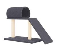 vidaXL Arbre à Chat avec Tunnel et Échelle, Tour à Chat avec Poteaux à Griffer, Arbre d'escalade pour Chat, Meuble pour Chaton, Gris Foncé 55,5 cm