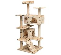 vidaXL Arbre à chat et griffoir 125 cm Sisal Empreintes de pattes Beige