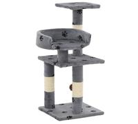 vidaXL Arbre à chat et griffoir Sisal 65 cm Empreintes de pattes Gris 170608