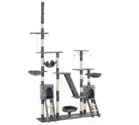 vidaXL Arbre à Chat et Griffoirs 230-250 cm Empreintes de Pattes Gris Grattoir