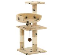 Vidaxl Arbre À Chat Et Griffoirs En Sisal 65 Cm Beige Motif De Pattes