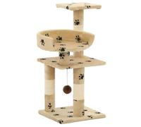 vidaXL Arbre à chat et griffoirs en sisal 65 cm Beige Motif de pattes
