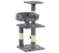 vidaXL Arbre à Chat et Griffoirs Sisal 65 cm Empreintes Pattes Gris Grattoir