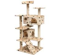 vidaXL Arbre à Chat Griffoirs Sisal 125 cm Empreintes de Pattes Beige Grattoir