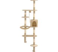 vidaXL Arbre à chat mural avec colonnes à griffer en sisal 194 cm Beige