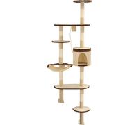 vidaXL Arbre à chat mural avec colonnes à griffer en sisal 194 cm Beige/Brun