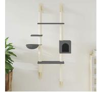 vidaXL Arbre à chat mural avec griffoir gris foncé 180 cm, tour à chat, griffoir pour chat, tour à chat murale, meuble pour 172403