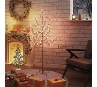 vidaXL Arbre à LED Fleur de Cerisier Décoration de Noël Ornement de Vacances Décoration de Fête Salle de Séjour 84 LED Blanc Chaud 120 cm Blanc G