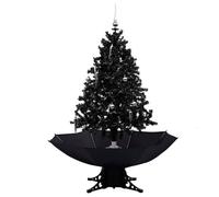 VIDAXL Arbre de No?l neigeux avec base de parapluie Noir 140 cm PVC