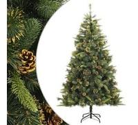 vidaXL-Arbre de Noël artificiel-avec-charnières-et-cônes-de-pine-210-cm Vert G