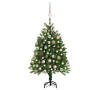 vidaXL Arbre de Noël artificiel avec LED et boules 120 cm Vert Vert