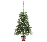vidaXL Arbre de Noël artificiel avec LED et boules 90 cm Vert Vert