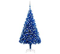 vidaXL Arbre de Noël artificiel avec LED et boules Bleu 210 cm PVC