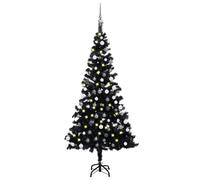 vidaXL Arbre de Noël artificiel avec LED et boules Noir 150 cm PVC