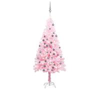 vidaXL Arbre de Noël artificiel avec LED et boules Rose 180 cm PVC