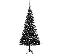 vidaXL Arbre de Noël artificiel avec LED et boules Noir 150 cm PVC