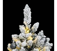 Sapin de Noël Artificiel Articulé 150 LED et Boules, Arbre de Noël avec Lumières, Décoration de Fête Vacance Intérieur Extérieur, 150 cm