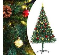vidaXL Arbre de Noël Artificiel Pré-éclairé avec Boules, Sapin de Noël avec LED, Décoration de Vacances, Ornement de Fête 321499 Vert G