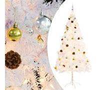 vidaXL Arbre de Noël artificiel pré-éclairé avec boules blanc 180 cm